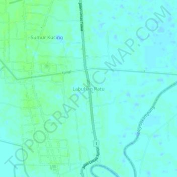 Mapa topográfico Labuhan Ratu, altitud, relieve