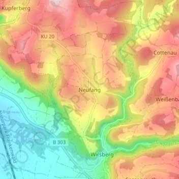 Mapa topográfico Neufang, altitud, relieve