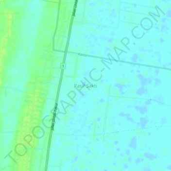 Mapa topográfico Pasir Sakti, altitud, relieve