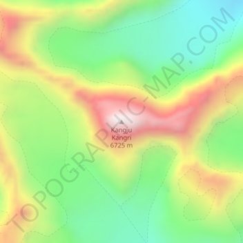 Mapa topográfico Kangju Kangri, altitud, relieve