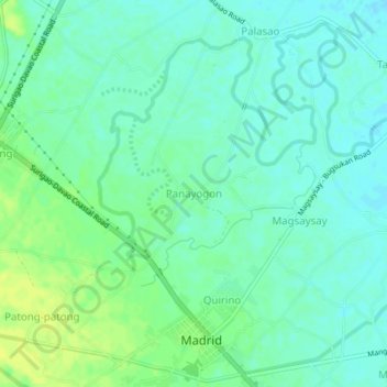 Mapa topográfico Panayogon, altitud, relieve