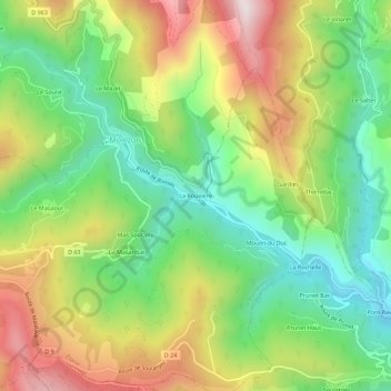 Mapa topográfico La Rouviere, altitud, relieve