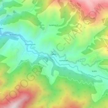 Mapa topográfico sakari, altitud, relieve