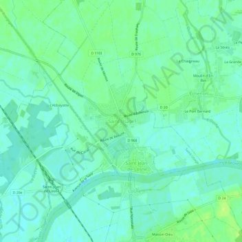 Mapa topográfico Saint-Usage, altitud, relieve
