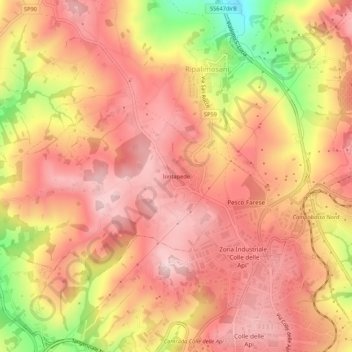 Mapa topográfico Iontapede, altitud, relieve