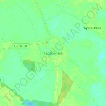 Mapa topográfico Karasynivka, altitud, relieve