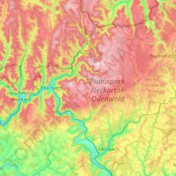 Mapa topográfico Waldbrunn, altitud, relieve