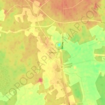 Mapa topográfico Virttaa, altitud, relieve