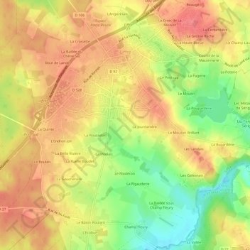 Mapa topográfico La Cornillère, altitud, relieve