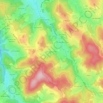 Mapa topográfico Les Gonnachons, altitud, relieve