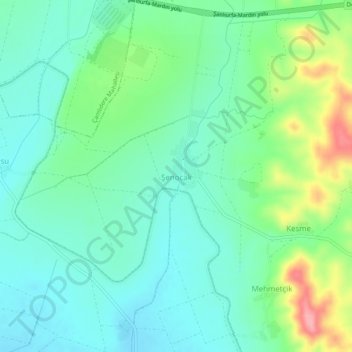 Mapa topográfico Şenocak, altitud, relieve