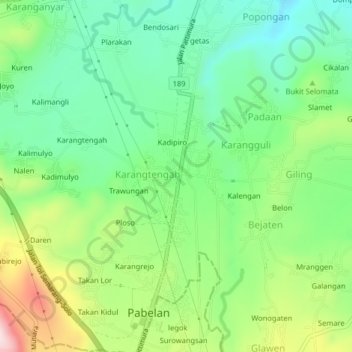 Mapa topográfico Macanan, altitud, relieve