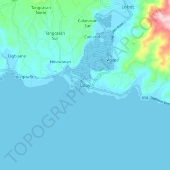 Mapa topográfico Loay, altitud, relieve