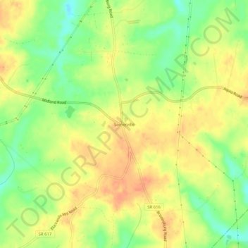 Mapa topográfico Somerville, altitud, relieve