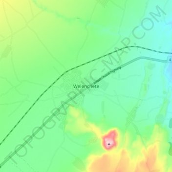 Mapa topográfico Welenchete, altitud, relieve