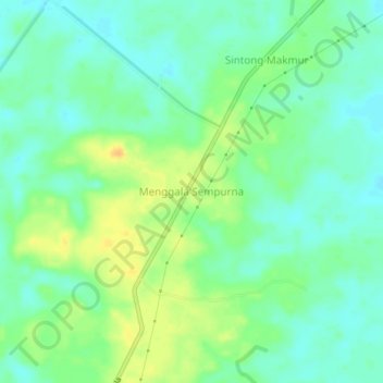 Mapa topográfico Menggala Sempurna, altitud, relieve