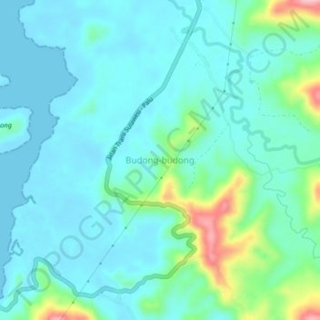Mapa topográfico Budong-budong, altitud, relieve