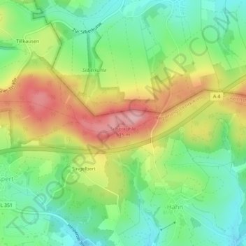 Mapa topográfico Silberkuhle, altitud, relieve