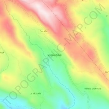 Mapa topográfico Quinuamayo, altitud, relieve