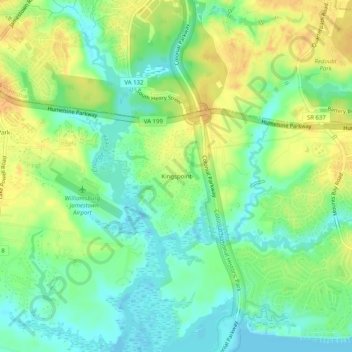 Mapa topográfico Kingspoint, altitud, relieve