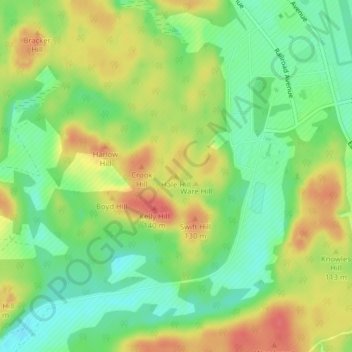Mapa topográfico Hale Hill, altitud, relieve