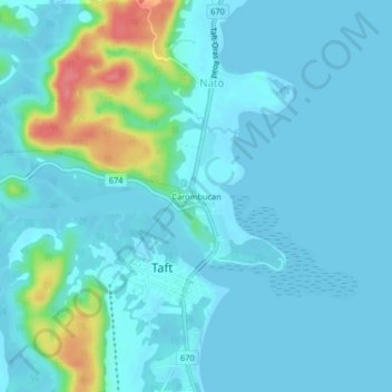 Mapa topográfico Carombucan, altitud, relieve