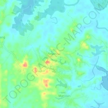 Mapa topográfico Telemow, altitud, relieve