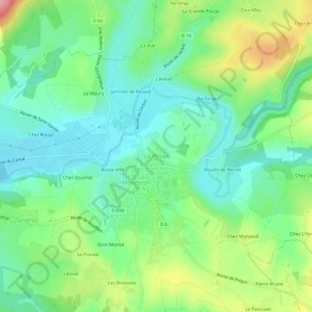 Mapa topográfico Le Pinier, altitud, relieve