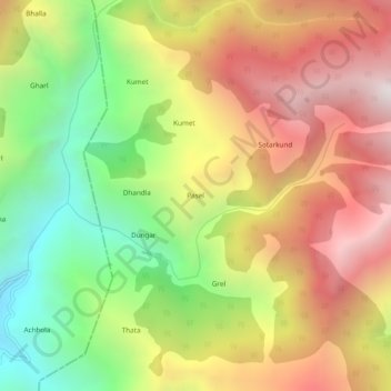 Mapa topográfico Pasel, altitud, relieve