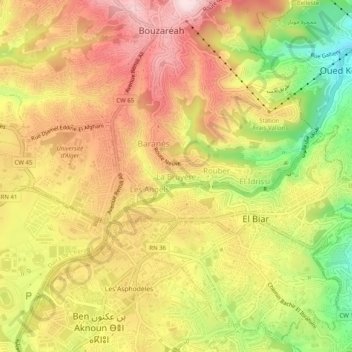 Mapa topográfico La Bruyère, altitud, relieve