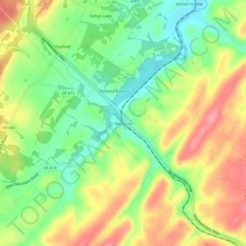 Mapa topográfico McQuire, altitud, relieve