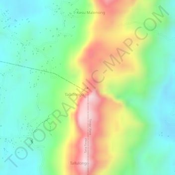 Mapa topográfico Buntu Sarira, altitud, relieve