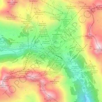 Mapa topográfico Obertauern, altitud, relieve