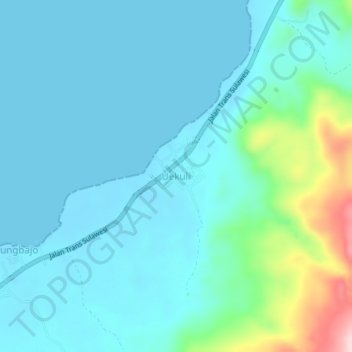 Mapa topográfico Uekuli, altitud, relieve