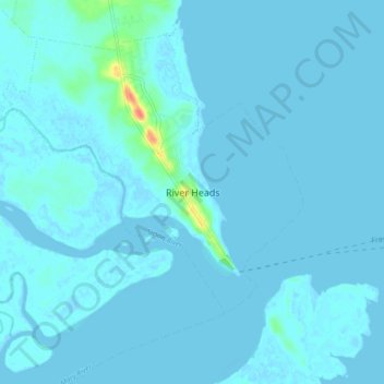 Mapa topográfico River Heads, altitud, relieve