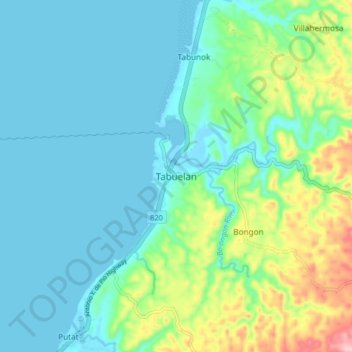 Mapa topográfico Tabuelan, altitud, relieve