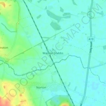 Mapa topográfico Walden Stubbs, altitud, relieve