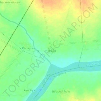 Mapa topográfico Hebbala, altitud, relieve