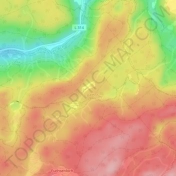 Mapa topográfico Altdorfer Wald, altitud, relieve
