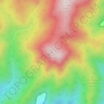 Mapa topográfico Mount Pleasant, altitud, relieve