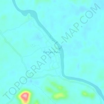 Mapa topográfico Rantau Pulut, altitud, relieve