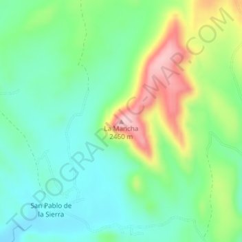 Mapa topográfico La Mancha, altitud, relieve