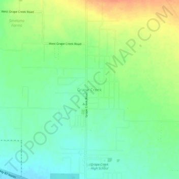 Mapa topográfico Grape Creek, altitud, relieve