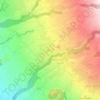 Mapa topográfico Bérive, altitud, relieve