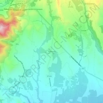 Mapa topográfico Ventaroli, altitud, relieve
