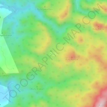 Mapa topográfico Kupa, altitud, relieve