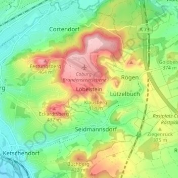 Mapa topográfico Löbelstein, altitud, relieve