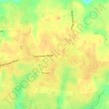 Mapa topográfico Pole Green, altitud, relieve