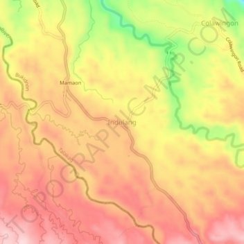 Mapa topográfico Indulang, altitud, relieve
