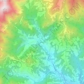 Mapa topográfico Isoverde, altitud, relieve